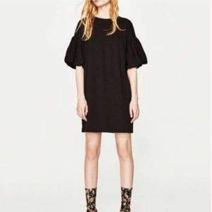 Zara Black Puff Sleeve T-Shirt Dress